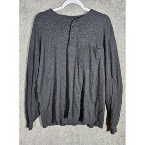 Work N Sport Henley Pocket T-Shirt Mens Size 2X Charcoal Gray Long Sleeve Shirt